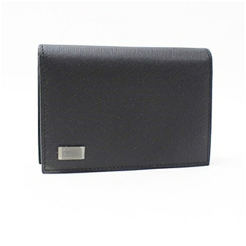 Dunhill Bi-fold Business Card Holder, Black Leather, Men's